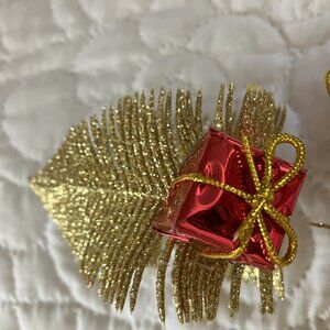 Unique Gold Leaf Design Napkin Rings Set of 8
